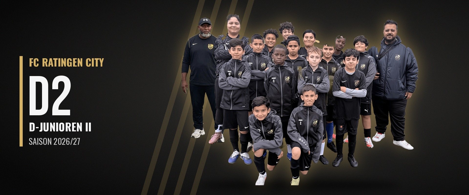 FC Ratingen City D-Jugend II mit den Trainern Joseph Annor Aziz und Levent Aliti, Saison 2026/27