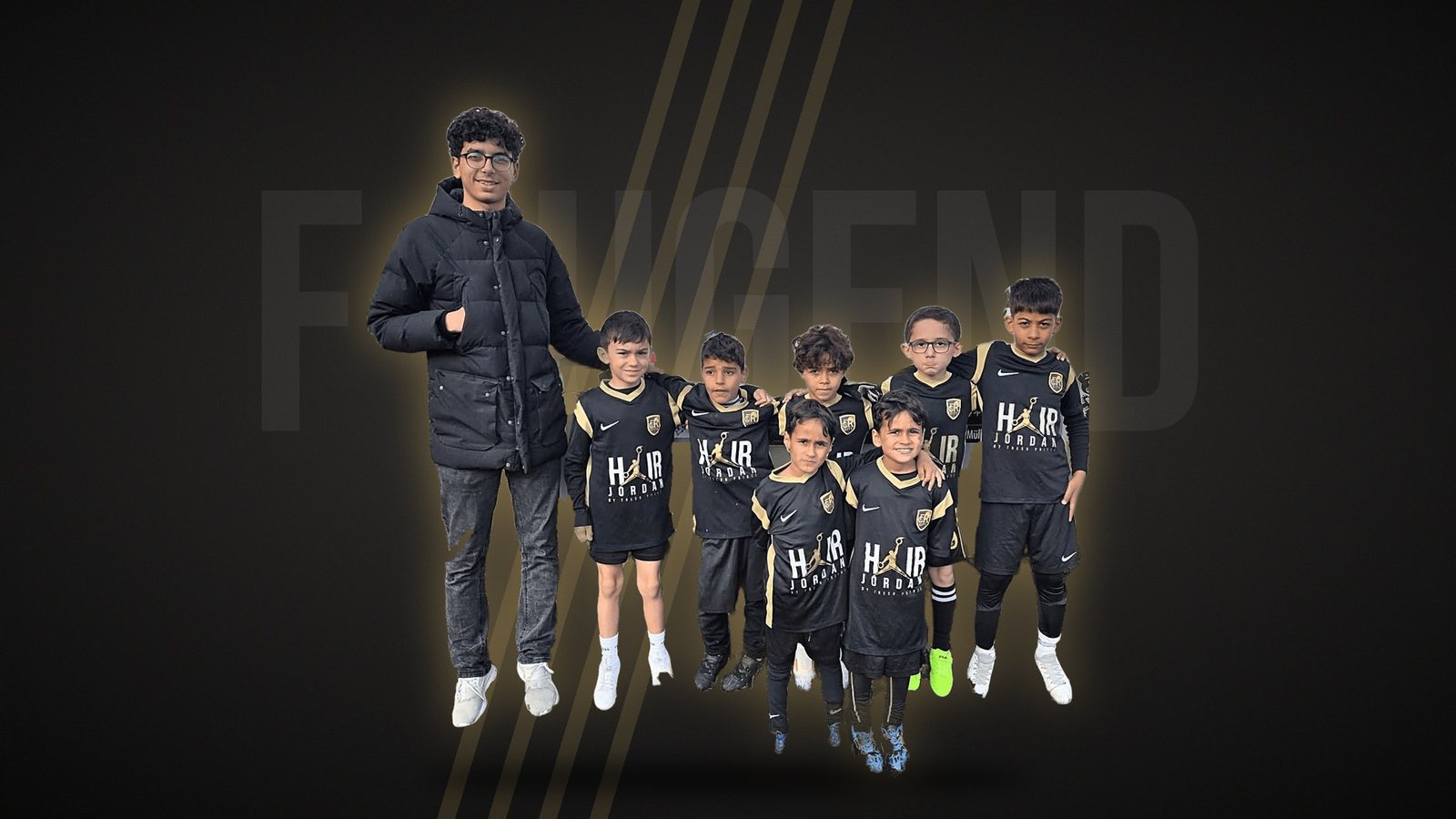 Teamfoto F-Junioren (U9) mit Trainer
